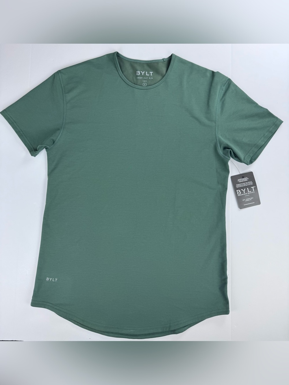 BYLT Premium Basics Drop Cut Performance SS T-Shirt Green Mens Medium New W Tags
